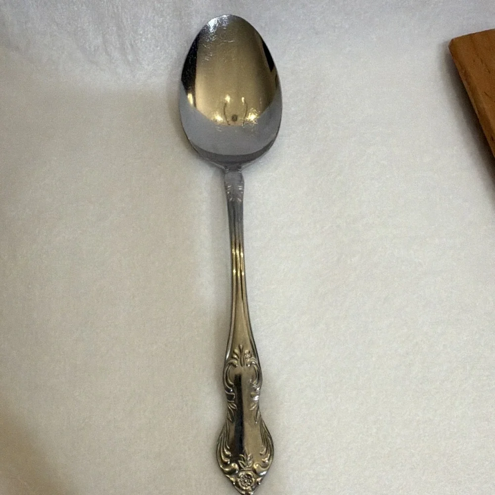 Embassy Classic VALMORRA Stainless Steel Spoon Floral Handle Glossy 7 1/2 in